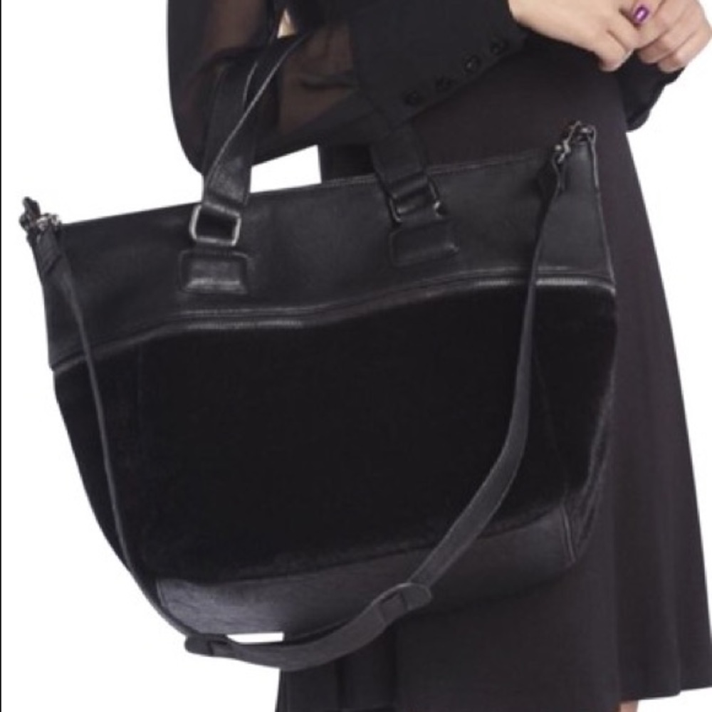 BCBG Black Faux Fur Handbag